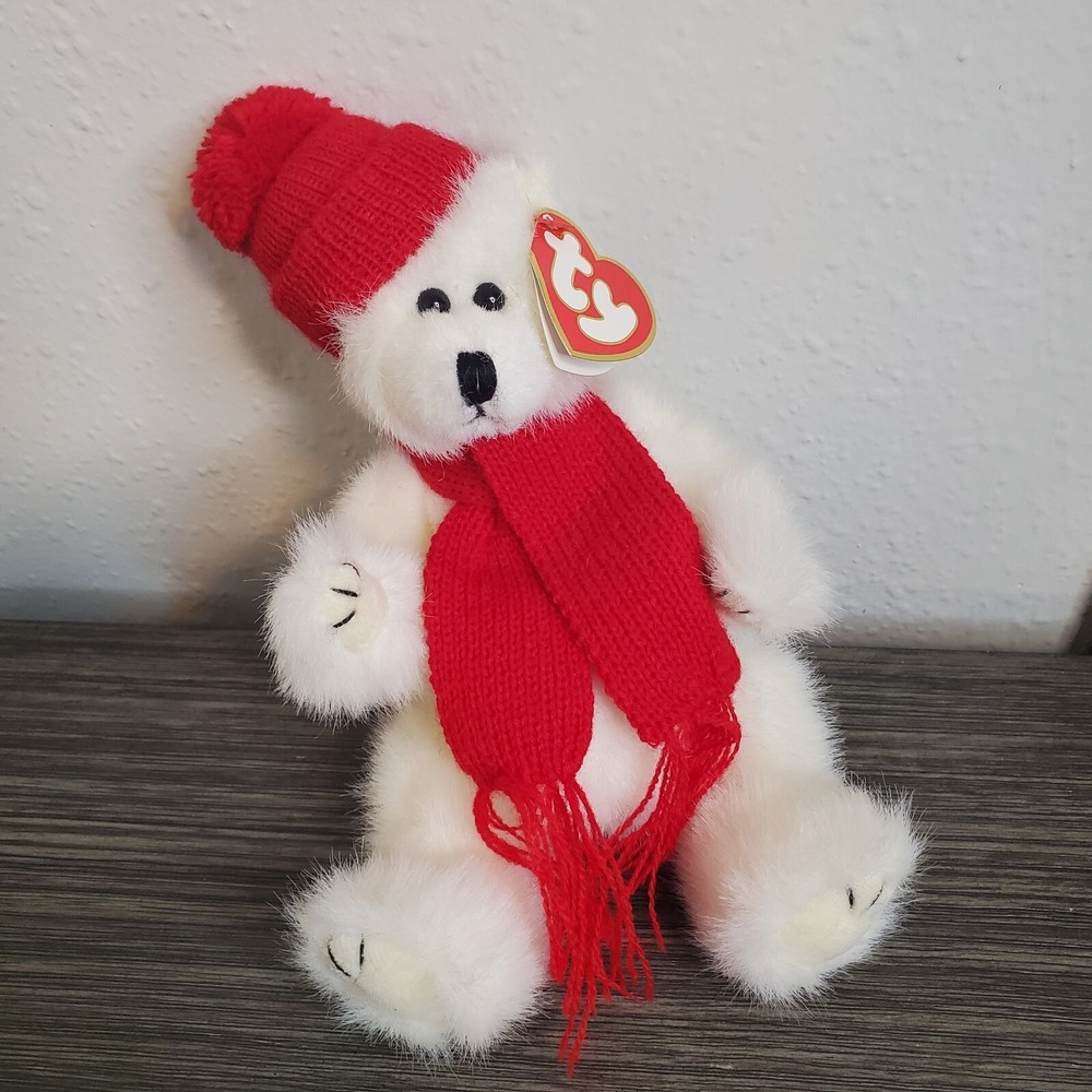 Ty Attic Treasures Collections"Peppermint Bear" 8" Jointed Plush Retired - w/Tag